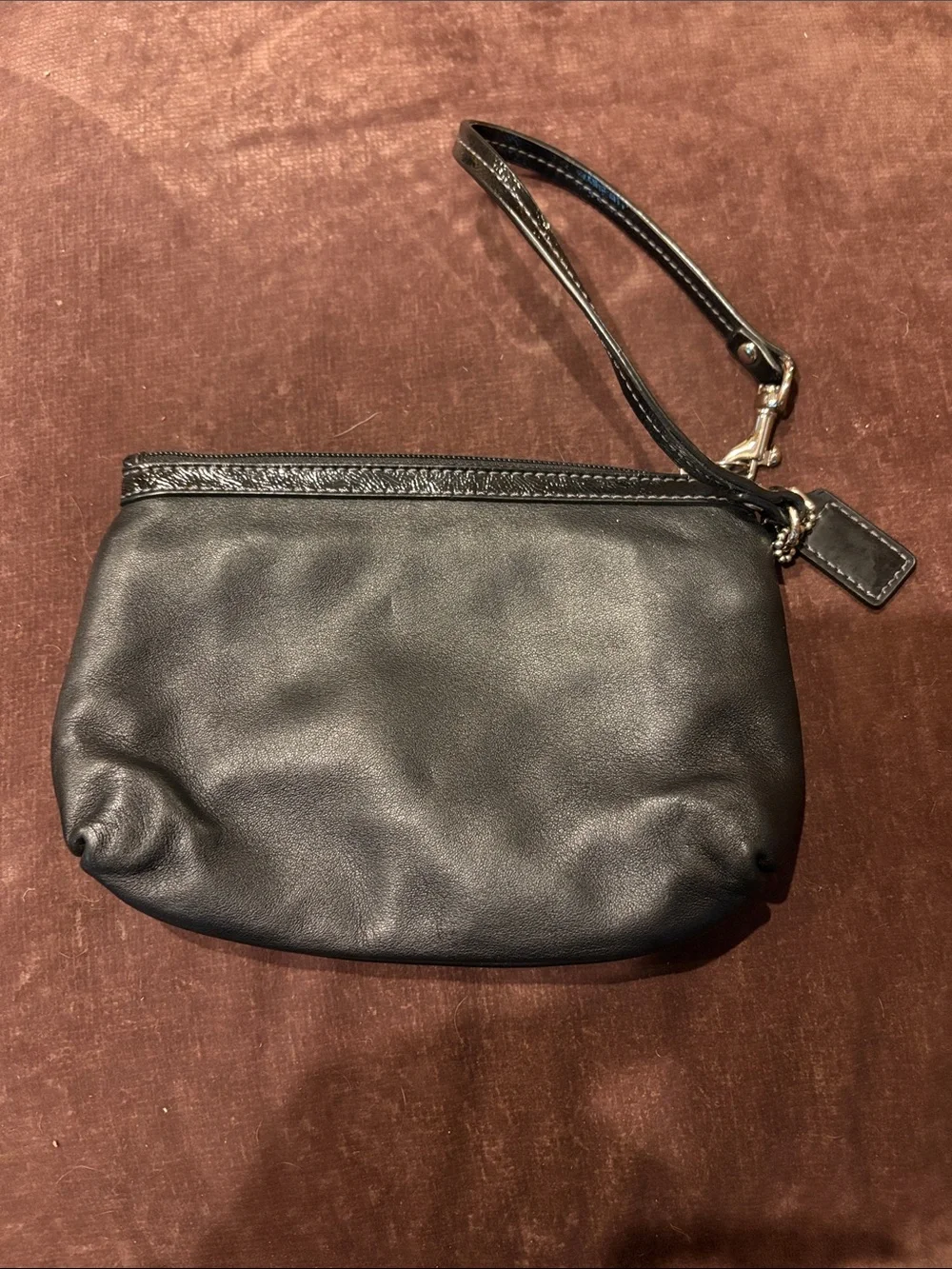 Coach Black Leather Wristlet with Logo Detail - Picture 2 of 6